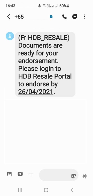 SMS screenshot endorse documents